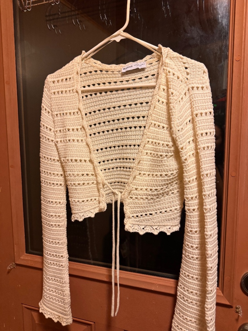 crochet tie-front cropped cardigan